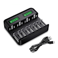 Miniatyrbilde 1 av 4: Oppladbar Batterilader Høy Kapasitet Holdbarhet 8 Plasser med LCD-Skjerm for AA/AAA/C/D Batterier