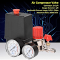 Miniatyrbillede 3 af 5: 220V Luftkompressor Trykafbryder 4 Huller Trykregulator til Luftkompressor med Måler Sikkerhedsventil Fittings 90-120 PSI Luftkompressor Tryk