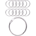 Miniatyrbillede 1 af 5: 12 Bruseforhængsringe med Metalkroge - 50 mm Åbnelig Cirkulær Ring til Gardiner, Badeværelse, Hjem, Arkivskabe - Metallisk Farve