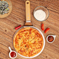 Miniatyrbilde 3 av 5: Rustfri pizzaskuffe med treskaft, pizzaskuffe for pizzastein, brødskive, kakeskuffe, pizzaskuffe