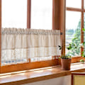 Miniatyrbillede 1 af 5: Linned Valancer til Vinduer, Boho Tassel Køkken Valancer til Vinduer, Landlig Rustik Vinduesbehandling Tier Gardin (Beige, 74x 61)