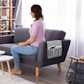 Miniatyrbillede 3 af 4: Sengebordsopbevaring med 5 lommer, skridsikker sofa fjernbetjeningsholder sofa lænestol opbevaringstilbehør (Beige)
