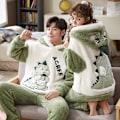 Miniatyrbillede 2 af 3: Loungewear Par Pyjamasæt til Par - Kvinder og Mænd - Vinter - Tykke Pyjamas - Nattøj