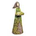 Miniatyrbillede 1 af 5: Pige have statue, harpiks fe skov pige udendørs fuglefoder, grøn