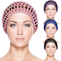 Miniatyrbild 1 av 5: 4 st hårsnät för att sova i virkad mössa hårmesh virkad mesh hårnät stickad snood för mjuk rayon (svart+rosa+lila+blå)14*18cm
