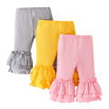 Miniatyrbilde 1 av 5: Toddler og baby jente stretchy flare bukser med volang fleece bukser og leggings 3-pak grå&gul&rosa for 9-12 måneder Lengde 44cm Midje 42cm