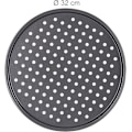 Miniatyrbillede 3 af 5: Sæt med 2 runde perforerede non-stick pizzabakker i kulstofstål Grå Ø 32 cm