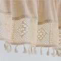 Miniatyrbillede 3 af 5: Linned Valancer til Vinduer, Boho Tassel Køkken Valancer til Vinduer, Landlig Rustik Vinduesbehandling Tier Gardin (Beige, 74x 61)