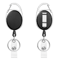 Miniatyrbillede 1 af 3: Badge Holder Udtrækkelig, 2 Stykker Udtrækkelig Nøglering, Med Forstærket Fjeder, Med Bælte Udtrækkelig Til Nøglering ID Kort Badge Holder (Sort 2 Stk)
