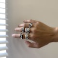Miniatyrbillede 2 af 5: 5 stk./sæt kno ringe med udsøgte mønstre, geometrisk luksus