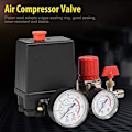 Miniatyrbillede 2 af 5: 220V Luftkompressor Trykafbryder 4 Huller Trykregulator til Luftkompressor med Måler Sikkerhedsventil Fittings 90-120 PSI Luftkompressor Tryk