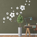 Miniatyrbild 3 av 5: 18 st Akryl Spegel Väggdekal för Hem Vardagsrum Sovrum Dekor 3D Blomma DIY Väggdekoration Silver