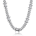 Miniatyrbillede 1 af 3: Pansertråd Cuban Halskæde til Kvinder Mænd Titanium Stål/Sort Gotisk Torne Kranie Choker Halskæde