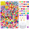 Miniatyrbilde 1 av 5: Polymer Clay Beads Armbånd Making Kit, 24 Søte Morsomme Perler Frukt Blomst