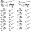 Miniatyrbilde 1 av 4: 1000 stk rustfrie stål ørepinne flate pads 6mm 8mm med sommerfugllåser