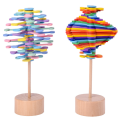 Miniatyrbillede 3 af 4: Træ Slikkepind Stress Relief Legetøj, Multifarvet Træ Spiral Slikkepind