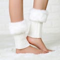 Miniatyrbilde 1 av 2: Kvinners Faux Fur Boot Cuff Korte Pelsbenvarmere Strikkede Jenter Vinter