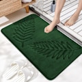 Miniatyrbillede 1 af 4: Grønne blade bademåtte Bathoom tæpper, Memory Cotton Mat badeværelse vandabsorberende skridsikker måtte stue soveværelse køkken 40 * 60cm