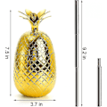 Miniatyrbilde 4 av 4: 2 stk 500 ml ananas drikkekopper med sugerør i rustfritt stål