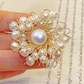 Miniatyrbillede 4 af 4: Perle Skaller Blomster Broscher til Kvinder Mode, Elegant Kostume Smykker