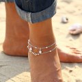 Miniatyrbillede 3 af 5: 2 stk. Ankelkæde Armbånd Dobbeltkæde Ankelkæder Infinity Endless Kærlighed Symbol Strand Ankelkæde Armbånd Justerbar 20+7cm Guld Sølv