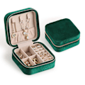 Miniatyrbillede 1 af 3: 1 plys smykkeskrin, smykkeskrin, kvinders smykke rejseetui, grøn
