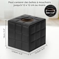 Miniatyrbild 2 av 5: Hotell stil fyrkantig servettlådeöverdrag - Lyxig designer servettlåda för sängbord - Magnetiskt lock, modernt läder exteriör - 13,5 x 13,5 x 14 cm, Bla