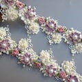 Miniatyrbild 4 av 4: 1 meter pärlblomma pärlor spets kant trim band 6 cm bredd aprikos trim