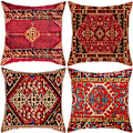 Miniatyrbild 1 av 5: Röda kuddfodral 18x18 Set om 4 Boho Dekorativa Prydnadskuddar för Soffa Vardagsrum Kudde Säng Utomhus Persisk Matta Heminredning