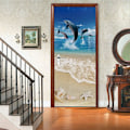Miniatyrbild 4 av 5: Dörrdekal Trompe l'oeil Effekt 3D Tapet kompatibel Innerdörr Kontor Sovrum Vardagsrum Badrum Delfinmönster 77 x 200 cm