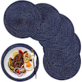 Pikkukuva 1 / 5: Pöytätabletit, 6 kpl, 38 cm, Pyöreät Pöytätabletit Pestävää Polypropeenimuovia Keittiöön, Ruokapöytään, Juhliin, Häihin (Sininen)