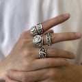 Miniatyrbillede 4 af 5: 5 stk./sæt kno ringe med udsøgte mønstre, geometrisk luksus
