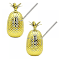 Miniatyrbilde 2 av 4: 2 stk 500 ml ananas drikkekopper med sugerør i rustfritt stål