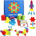 Miniatyrbild 2 av 4: 155 bitar trä 3D pussel färgglada geometriska former Tangram J