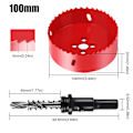 Miniatyrbillede 5 af 5: HSS M42 Bi-metal hulsav 100 mm - med adapter og pilotbor - ideel til træ, plast, gipsvæg, krydsfiner og metaller - skæredybde op til 32 mm