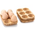 Miniatyrbilde 1 av 5: Sett med 3 Mini Eggbrett i Bambus for 18 Egg, 3 Små Egghyller, Premium Rustikk Egg Holder i Tre for Avvikende Egg, Kan Brukes i Kjøleskap