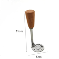 Miniatyrbillede 2 af 5: Mini kartoffelmoser med træskridsikkert håndtag, rustfrit stål moser køkkenredskab 1,97\"X5,9\"