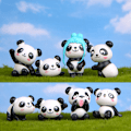 Miniatyrbillede 4 af 5: 8 stk. Mini Panda Tegneserie Statue Mini Kage Form Tilbehør Landskab