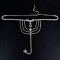 Miniatyrbild 2 av 4: Boho Rhinestone Underkläder Silver Chain Crystal Trosa Bikini G-string Kroppssmycken Tillbehör För Kvinnor Och Flickor