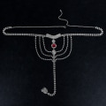 Miniatyrbillede 2 af 4: Boho Rhinestone Underbukser Sølv Kæde Krystal Thong Trusser Bikini G-streng