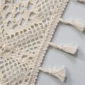Miniatyrbillede 4 af 5: Linned Valancer til Vinduer, Boho Tassel Køkken Valancer til Vinduer, Landlig Rustik Vinduesbehandling Tier Gardin (Beige, 74x 61)