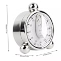 Miniatyrbillede 4 af 5: 60 minutters køkkenur, mekanisk timer til madlavning, bagning, visuelle nedtællingspåmindelser, vækkeur, rustfrit stål timer til projekter