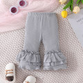 Miniatyrbilde 5 av 5: Toddler og baby jente stretchy flare bukser med volang fleece bukser og leggings 3-pak grå&gul&rosa for 9-12 måneder Lengde 44cm Midje 42cm