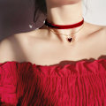 Miniatyrbillede 2 af 3: Rød choker halskæde til kvinder, kærlighed justerbar choker til piger, gothi