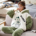 Miniatyrbild 4 av 5: Loungewear Par Pyjamasset Kvinnor Män Vinter Tjocka Pyjamas Sömn