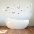 Miniatyrbild 5 av 5: 18 st Akryl Spegel Väggdekal för Hem Vardagsrum Sovrum Dekor 3D Blomma DIY Väggdekoration Silver