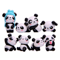 Miniatyrbillede 1 af 5: 8 stk. Mini Panda Tegneserie Statue Mini Kage Form Tilbehør Landskab