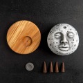 Miniatyrbillede 4 af 4: Måne Ansigt Tilbageflow Røgelse Brænder, Håndlavet Planet Figur Tilbageflow Røgelse Holder til Rum Elsker