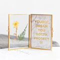 Miniatyrbilde 3 av 5: Gullfarget Bilde Ramme - 4 * 6 tommer Dobbel Folding Glass Ramme for Presset Blomst