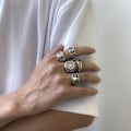 Miniatyrbillede 1 af 5: 5 stk./sæt kno ringe med udsøgte mønstre, geometrisk luksus